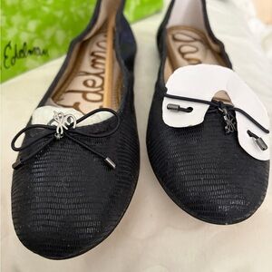 Sam Edelman Navy Textured Flats with Bow